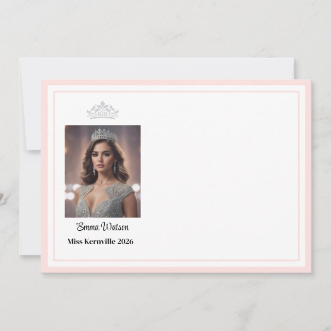 Pageant Queen Custom Name Flat Note Card (Front)
