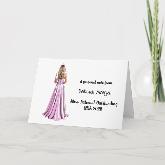 Pageant Queen Folded Thank You Card Custom Crowns (Front)