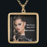Pageant Queen Gold Plated Necklace<br><div class="desc">This charming,  gold-plated necklace is shown with a sample photo and title text.
Customise this item and change the sample photo and sample text to yours.
Customise with this template.


Licensed Image</div>