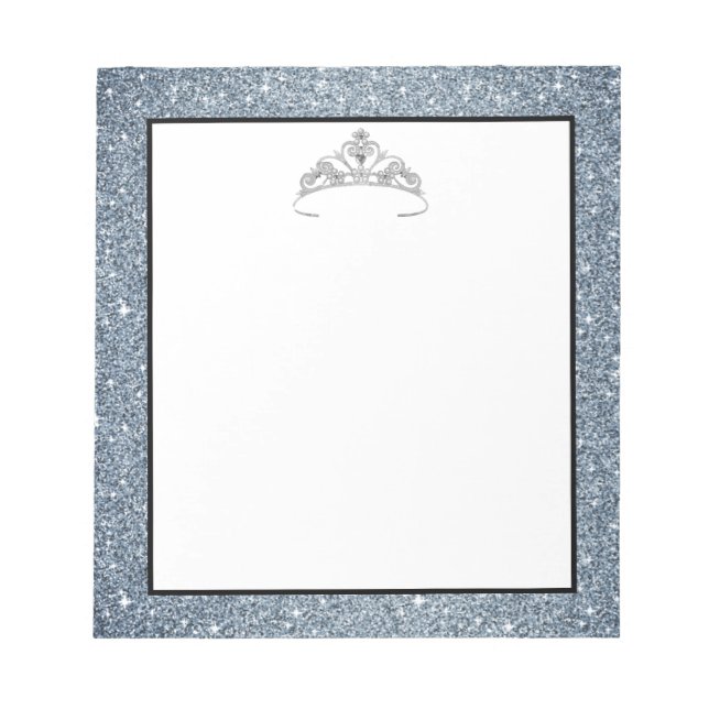 Pageant Rodeo Tiara Crown Blue Glitter Notepad (Front)