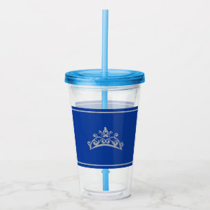 Pageant Silver Crown Blue Acrylic Tumbler