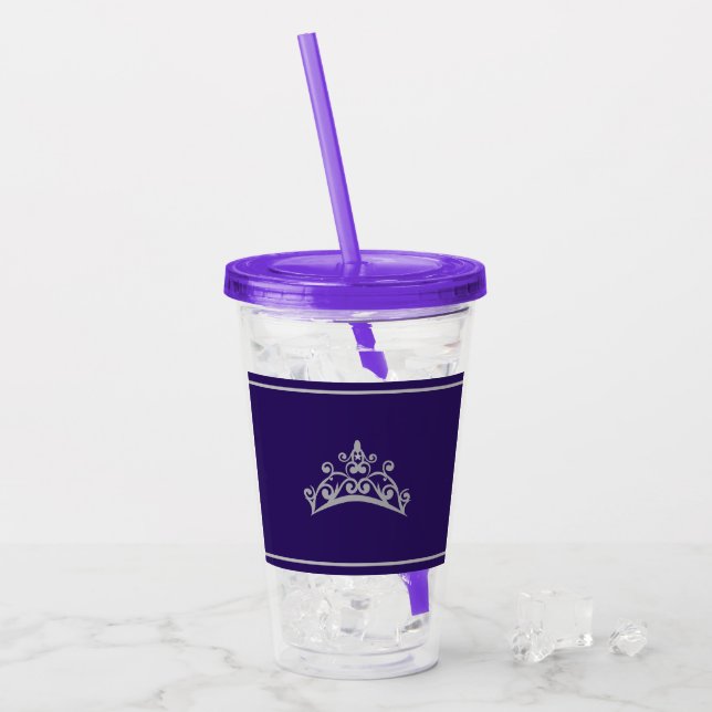 Pageant Silver Tiara Crown Acrylic Tumblers (Front Ice)