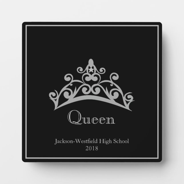 Pageant Silver Tiara Crown Queen Plaque (Front)
