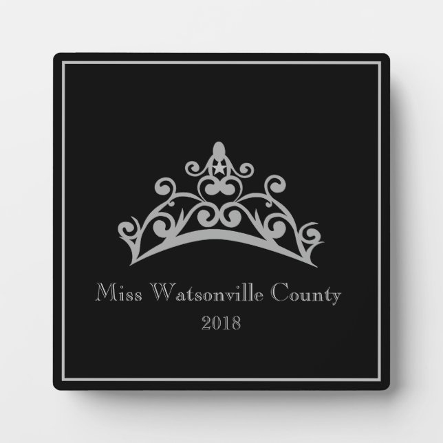 Pageant Silver Tiara Crown Titleholder Plaque (Front)