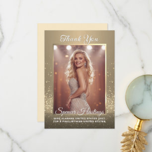 Pageant Thank You Card Gold Frame Sponsor Thanks