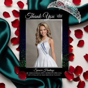 Pageant Thank You Cards Emerald Green Glitter