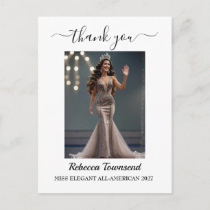 Pageant Thank You Photo PostCards Minimal Elegant