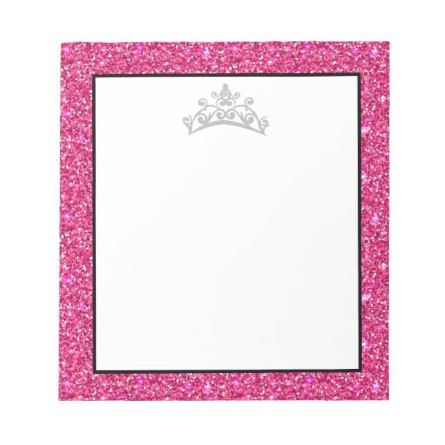 Pageant Tiara Crown Pink Glitter Notepad (Front)