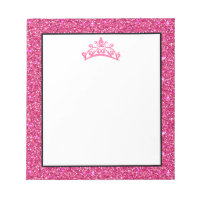 Pageant Tiara Crown Pink Glitter Notepad