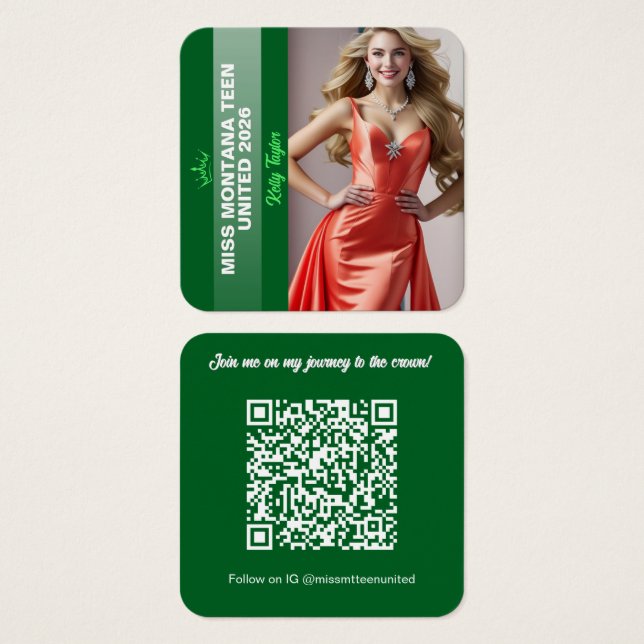 Pageant Titleholder Profile Card | Colour Pop Gree (Front & Back)