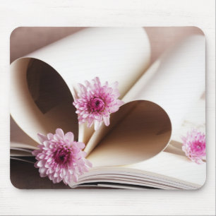 Pages of a Book Made into a Heart Shape Mouse Pad