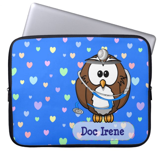 paging doc owl laptop sleeve (Front)