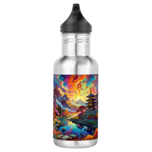 Pagoda and Coloured Landscape 532 Ml Water Bottle