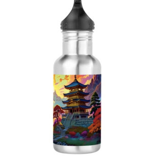 Pagoda and Coloured Landscape 532 Ml Water Bottle