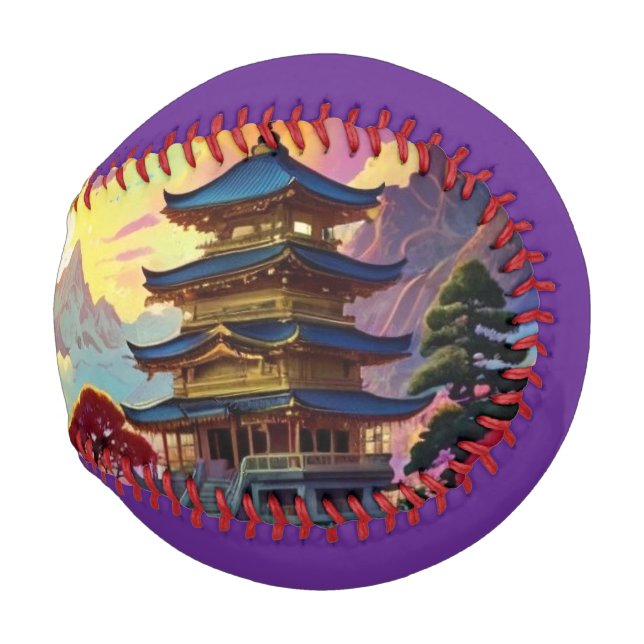 Pagoda and Coloured Landscape  Baseball (Front Right)