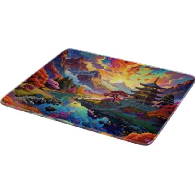 Pagoda and Coloured Landscape  Cutting Board (Vibrant Pagoda  Fantasy Landscape glass cutting board tempered glass five different sizes.
)