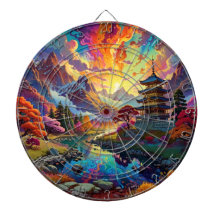 Pagoda and Coloured Landscape Dartboard
