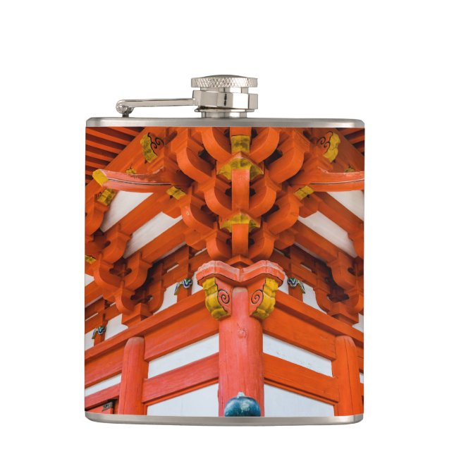 Pagoda bottom up perspective, Miyajima Hip Flask (Front)