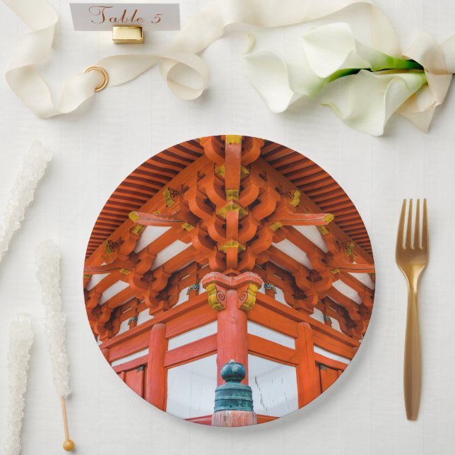 Pagoda bottom up perspective, Miyajima Paper Plate (Wedding)