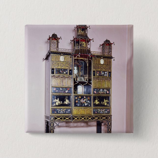 Pagoda cabinet in style of Thomas Chippendale 15 Cm Square Badge (Front)