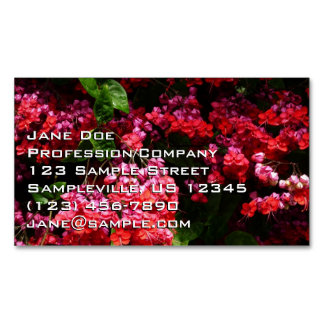 Pagoda Flowers Colorful Red and Pink Magnetic Business Card