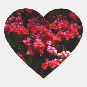 Pagoda Flowers Colourful Red and Pink Heart Sticker