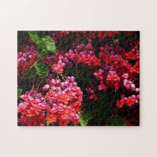 Pagoda Flowers Colourful Red and Pink Jigsaw Puzzle
