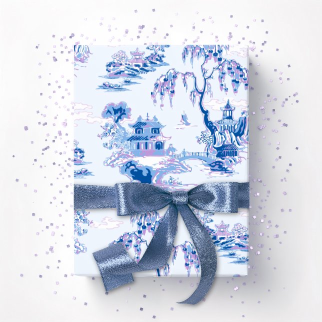 Pagoda Garden in Blue and Purple Wrapping Paper (Creator Uploaded)