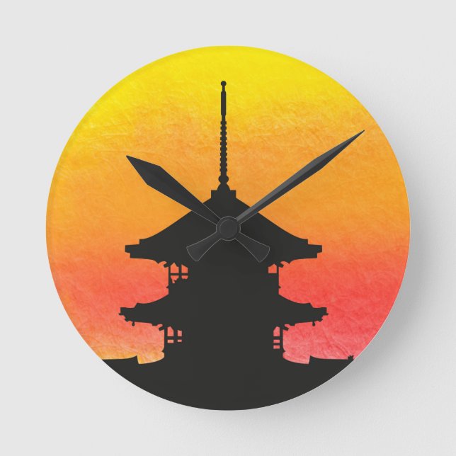 Pagoda Japan Kyoto Round Clock (Front)