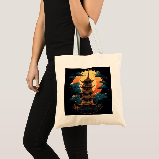 Pagoda Logo Symbol2 Digital Art Tote Bag (Front (Product))