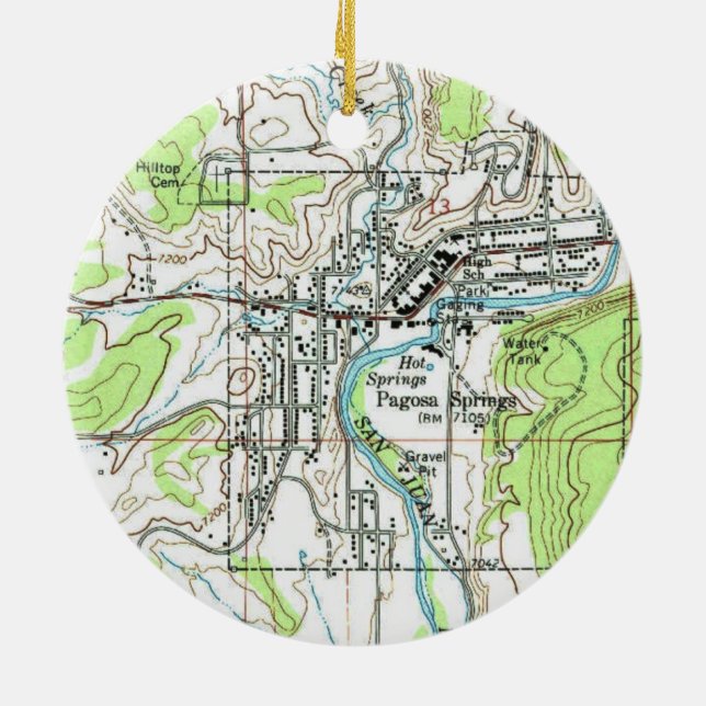 Pagosa Springs CO Map Ceramic Tree Decoration (Back)