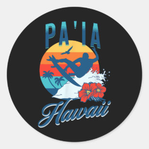 Paia Hawaii Beach Surf Summer Vacation Vintage Classic Round Sticker