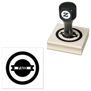 PAID Custom Text Office Accountants Business Green Rubber Stamp