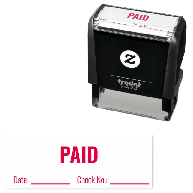 PAID Date Check Number Business Text Template Self-inking Stamp (In Situ)