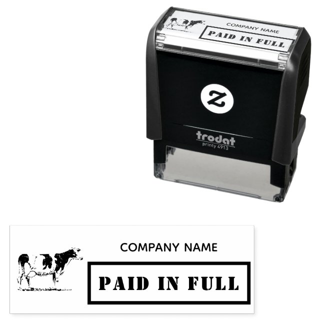 Paid in Full Business Cow Modern Farmer Self-inking Stamp (In Situ)