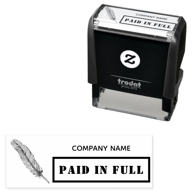 Paid in Full Business Notary Feather Quill Self-inking Stamp (In Situ)