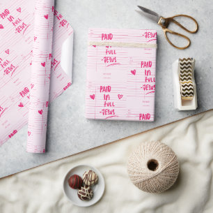 'Paid In Full - Jesus' Pink Receipt Christian Gift Wrapping Paper