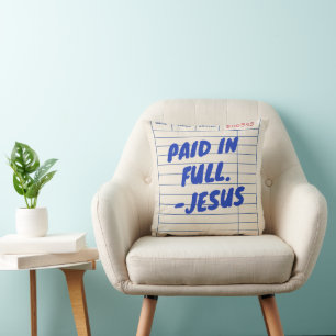 'Paid In Full. - Jesus' Restaurant Receipt Beige Cushion