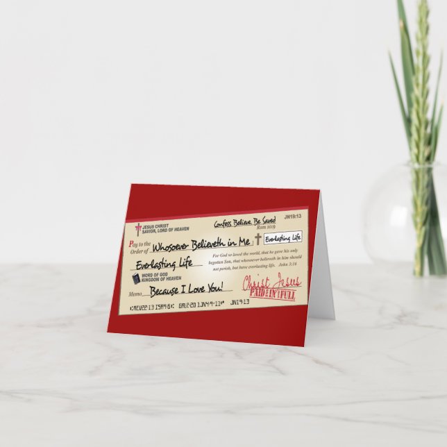 Paid in Full Saved by Jesus Check Card (Front)