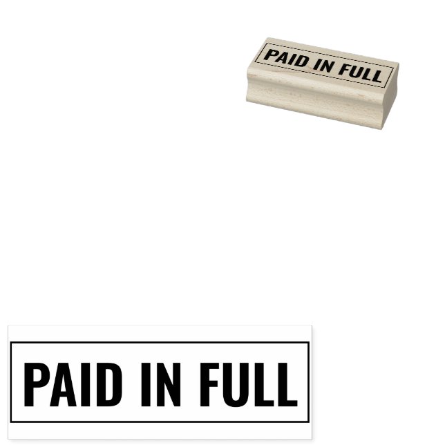 PAID IN FULL with Border Business Text Template Rubber Stamp (Stamped)