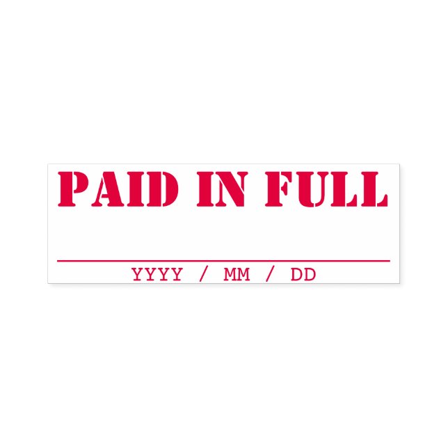 "PAID IN FULL" + Written Date Line Self-inking Stamp (Design)