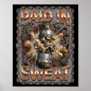 Paid in Sweat Boxing Gym Training Motivation Quote Poster