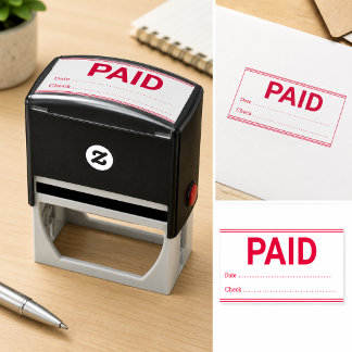 PAID Office Simple Framed Self-inking with date Stamp