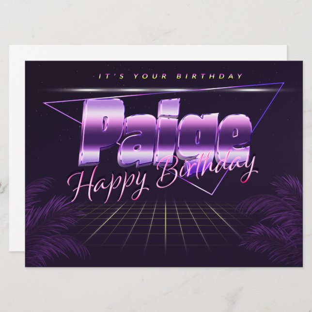 Paige Name First name lila retro card Birthday (Front/Back)