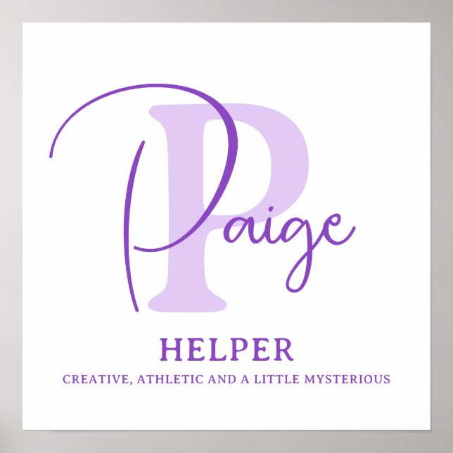 Paige name meaning purple text personalised poster (Front)