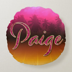 Paige Vorname Name golden pink Kissen Round Cushion