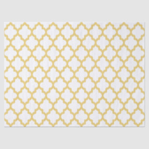Pail Yellow & White Quatrefoil Ikat Pattern Tissue Paper