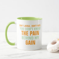 PAIN AND GAIN Orange and Green Text on Plain WHITE