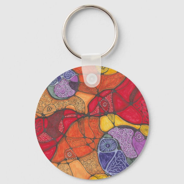 Pain and overwhelmed doodle art keyring. key ring (Front)