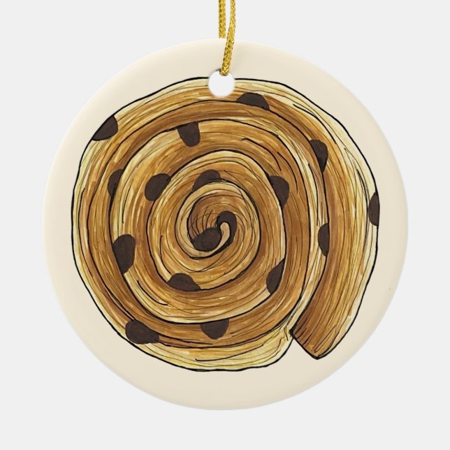 Pain Aux Raisins French Patisserie Bakery Food Ceramic Tree Decoration (Front)